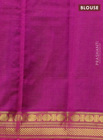 Silk cotton saree blue and pink with allover vairaosi pattern and zari woven border