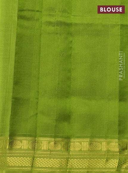 Silk cotton saree coffee brown and light green with allover vairaosi pattern and zari woven border