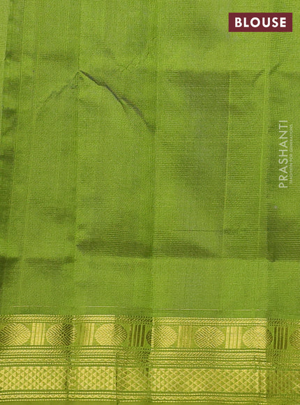 Silk cotton saree blue and light green with allover vairaosi pattern and zari woven border