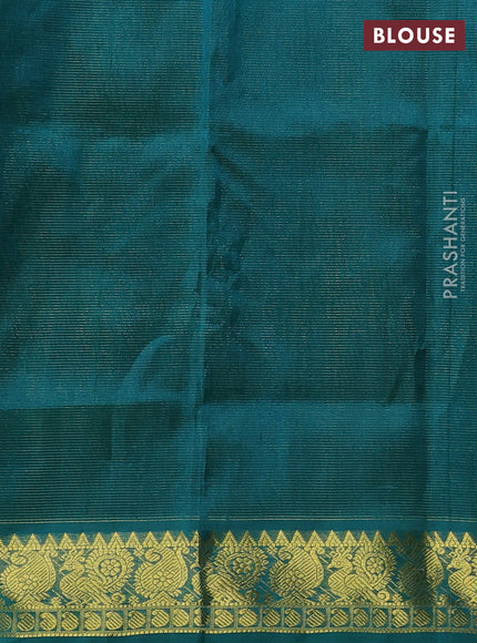Silk cotton saree black and green with allover vairaosi pattern & buttas and zari woven border
