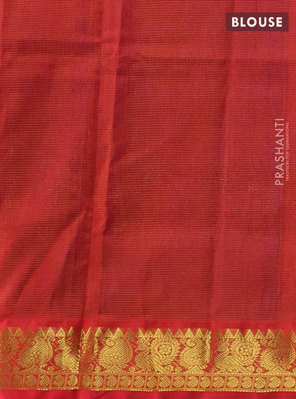 Silk cotton saree blue and orange with allover vairaosi pattern & buttas and zari woven border