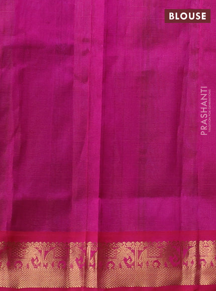 Silk cotton saree cs blue and pink with allover vairaosi pattern & buttas and zari woven border