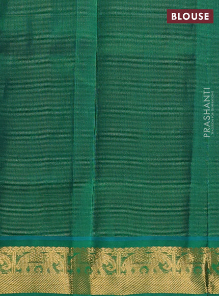 Silk cotton saree deep purple and green with allover vairaosi pattern & buttas and zari woven border