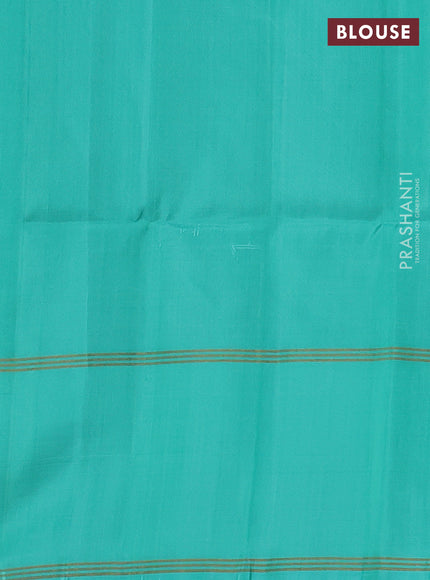 Pure soft silk saree teal blue with zari woven buttas and rettapet zari woven border