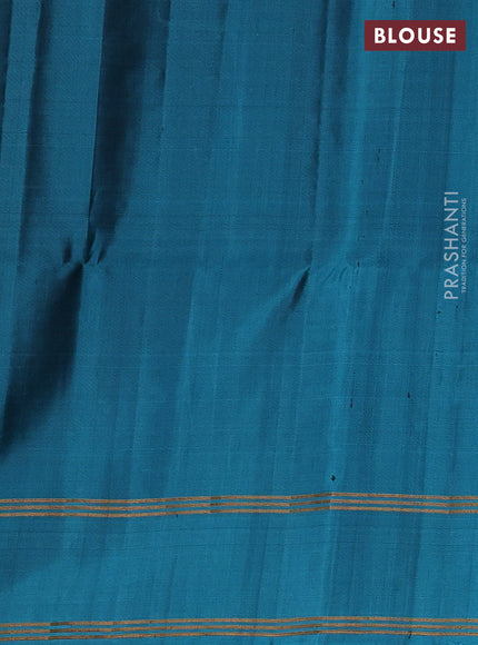 Pure soft silk saree navy blue and teal blue with zari woven buttas and rettapet zari woven border