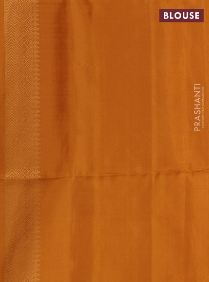 Pure soft silk saree green and mustard yellow with allover zari weaves in borderless style