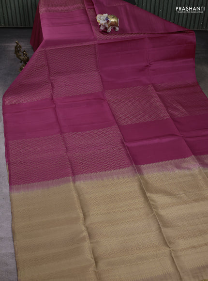 Pure soft silk saree mauve pink and beige with allover zari weaves in borderless style
