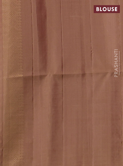 Pure soft silk saree mauve pink and beige with allover zari weaves in borderless style