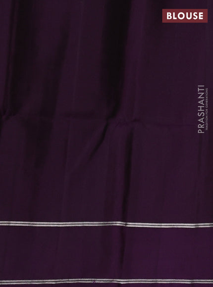 Pure soft silk saree rust shade and deep purple with allover silver zari weaves and rettapet zari woven border