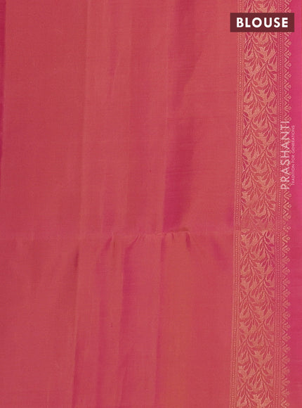Pure soft silk saree dual shade of pinkish orange and mustard yellow with zari woven buttas and zari woven butta border