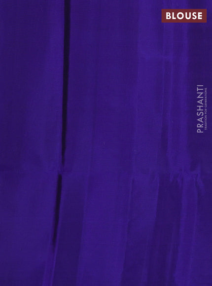 Pure soft silk saree blue with zari woven buttas in borderless style