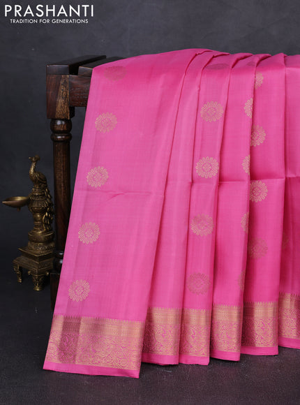 Pure soft silk saree light pink with zari woven floral buttas and zari woven border