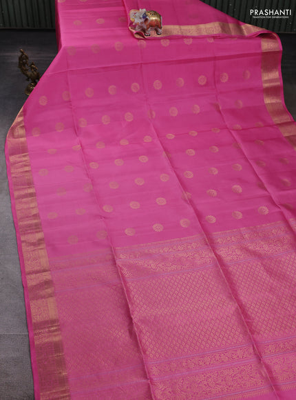 Pure soft silk saree light pink with zari woven floral buttas and zari woven border