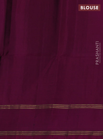 Pure soft silk saree green and magenta pink with allover zari weaves and rettapet zari woven border