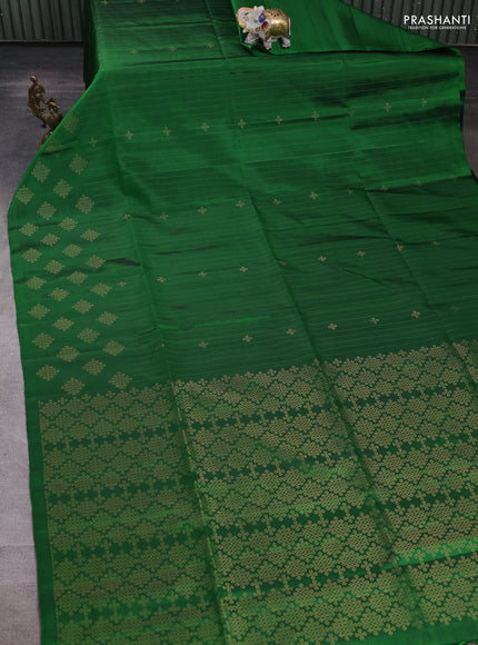 Pure soft silk saree green with allover zari weaves in borderless style