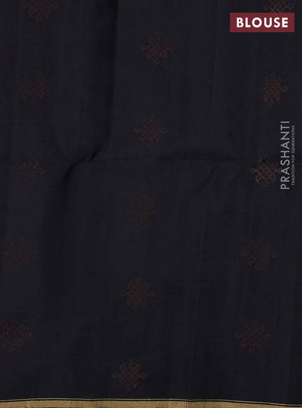 Pure soft silk saree black with rangoli zari woven buttas and piping zari border