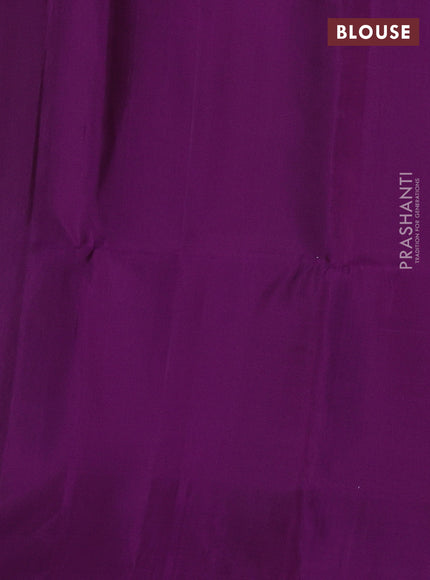 Pure soft silk saree light green and purple with zari woven buttas in borderless style