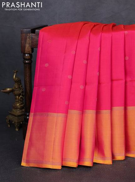 Pure soft silk saree pink and dual shade of mustard with zari woven buttas and rettapet zari woven border