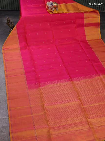 Pure soft silk saree pink and dual shade of mustard with zari woven buttas and rettapet zari woven border