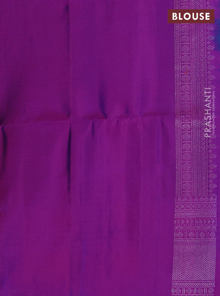 Pure soft silk saree peacock blue and purple with allover zari woven brocade pattern and zari woven border
