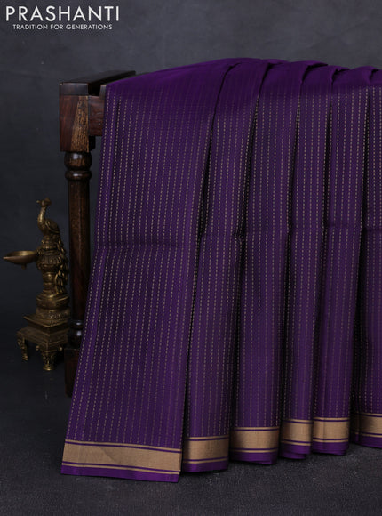 Pure soft silk saree violet and green with allover zari weaves and zari woven border