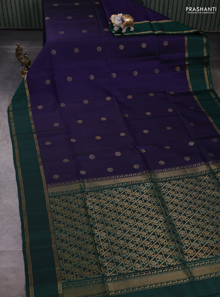 Pure soft silk saree blue and green with zari woven rudhrasha zari woven buttas and zari woven simple border