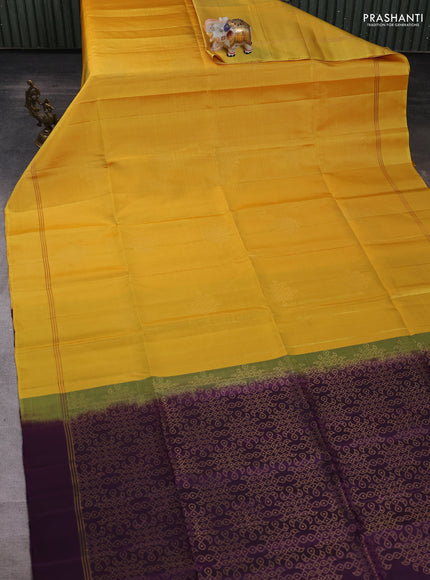 Pure soft silk saree lime yellow with zari woven rangoli buttas and zari woven border