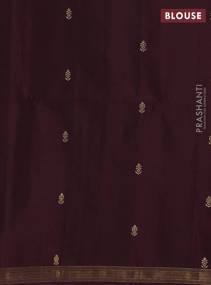 Pure soft silk saree deep maroon with thread & zari woven buttas and zari woven border