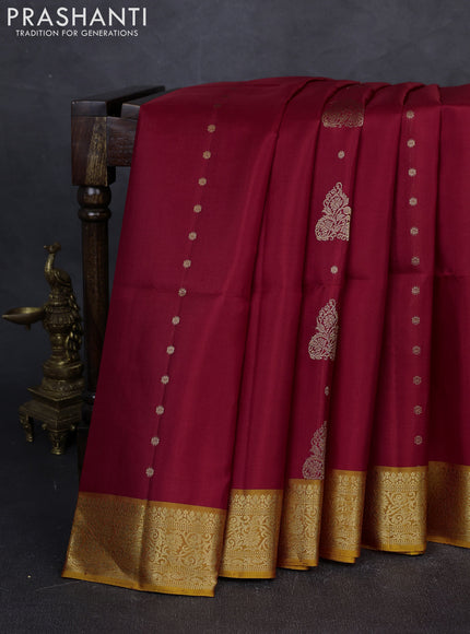 Pure soft silk saree red and mustard yellow with zari woven buttas and zari woven border