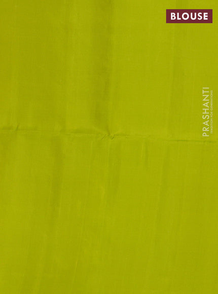 Pure soft silk saree fluorescent green with zari woven buttas & jute finished in borderless style
