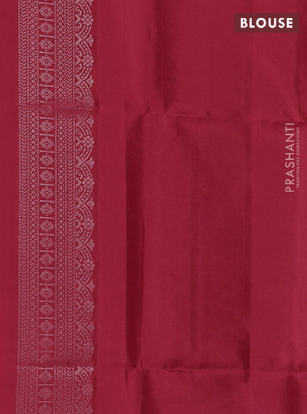 Pure soft silk saree pastel pink and maroon with allover silver zari woven brocade weaves and simple border