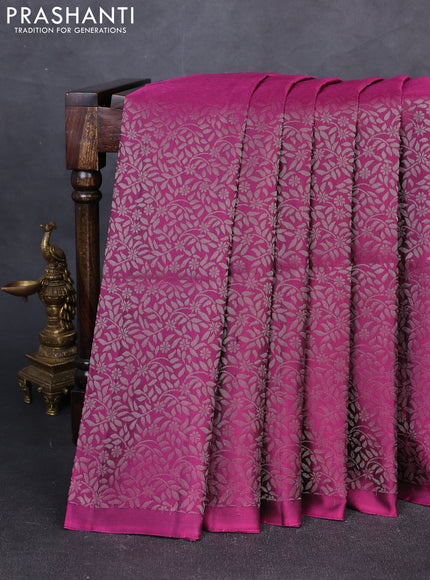 Pure soft silk saree purple and black with allover silver zari woven brocade weaves and simple border