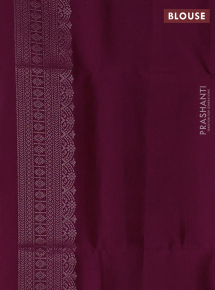 Pure soft silk saree mauve pink and purple with allover silver zari woven brocade weaves and simple border
