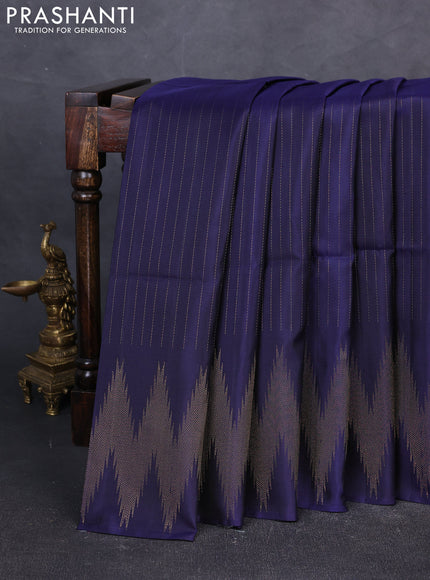 Pure soft silk saree blue with allover zari weaves and zari woven border