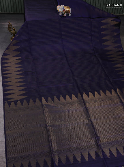Pure soft silk saree blue with allover zari weaves and zari woven border