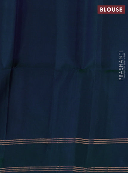 Pure soft silk saree bluish green with zari woven floral buttas and rettapet zari woven border
