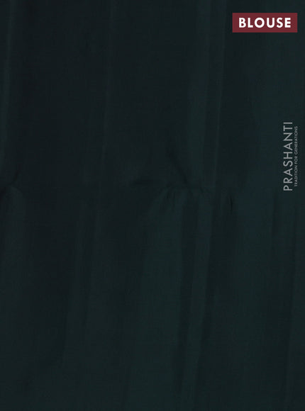 Pure soft silk saree bottle green with allover silver zari weaves in borderless style