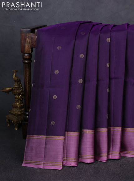 Pure soft silk saree violet and pastel pink with zari woven buttas and rettapet zari woven border