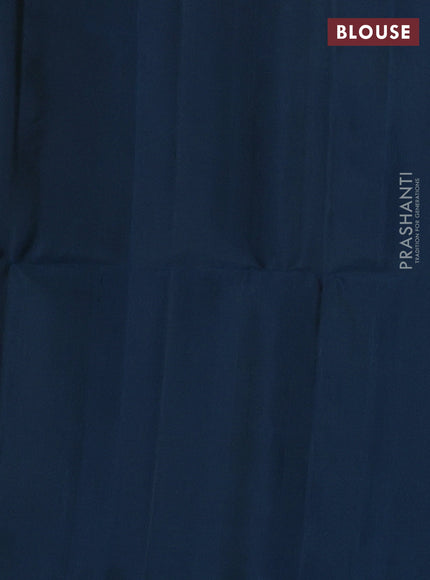 Pure soft silk saree peacock blue with zari woven buttas in borderless style