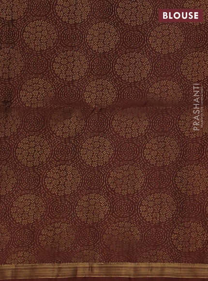 Pure soft silk saree rustic brown with zari woven buttas and zari woven border