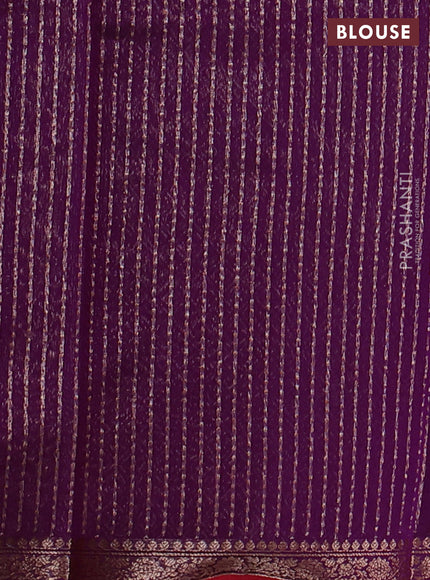 Banarasi silk cotton saree purple and red with woven buttas and woven border