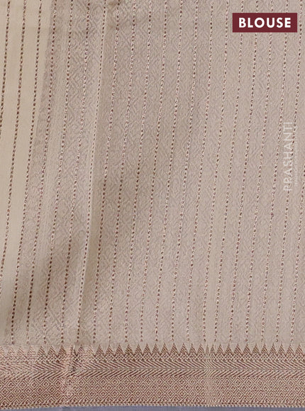 Banarasi silk cotton saree cream and grey with woven buttas and woven border