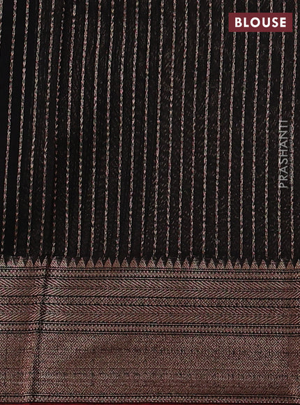 Banarasi silk cotton saree black and maroon with woven buttas and woven border