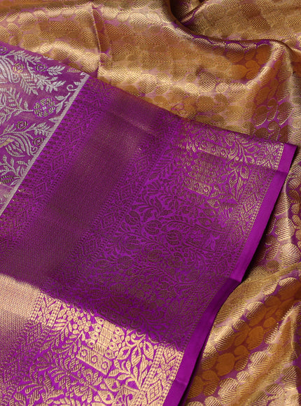 Pure kanchipuram tissue silk saree lavender with allover zari woven brocade weaves and zari woven border
