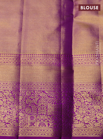 Pure kanchipuram tissue silk saree lavender with allover zari woven brocade weaves and zari woven border