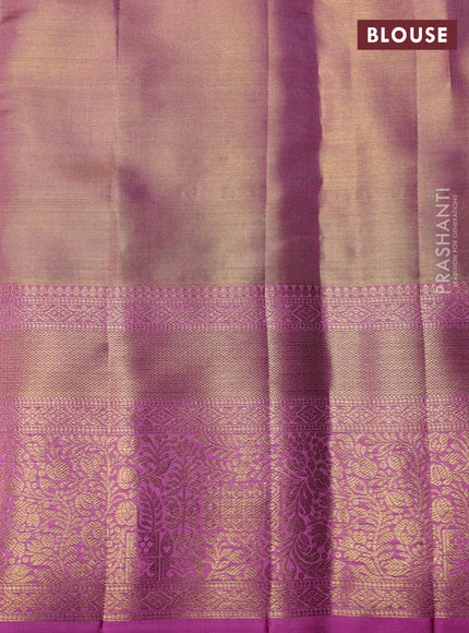 Pure kanchipuram tissue silk saree pastel pink with allover zari woven brocade weaves and zari woven border