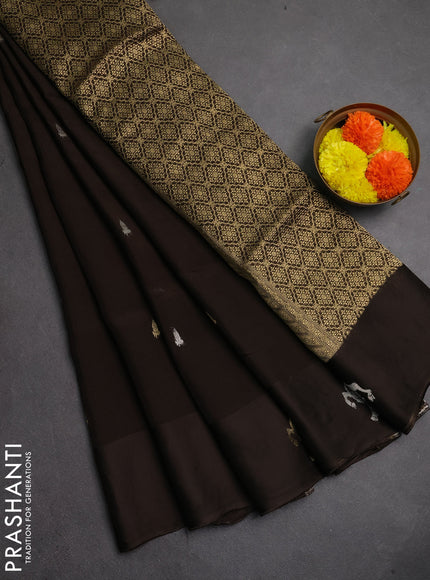 Art kota silk saree coffee brown with silver & gold zari woven buttas and zari woven butta border