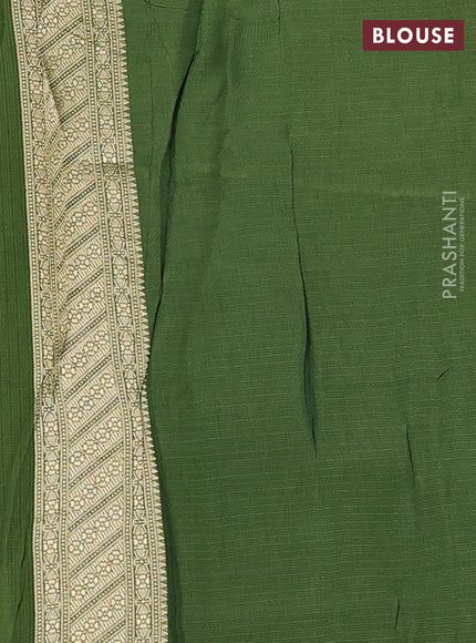 Art kota silk saree mehendi green with silver & gold zari woven buttas and zari woven butta border