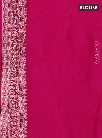 Art kota silk saree pink with silver & gold zari woven buttas and zari woven butta border
