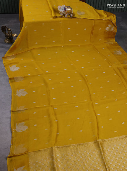 Art kota silk saree mustard yellow with silver & gold zari woven buttas and zari woven butta border